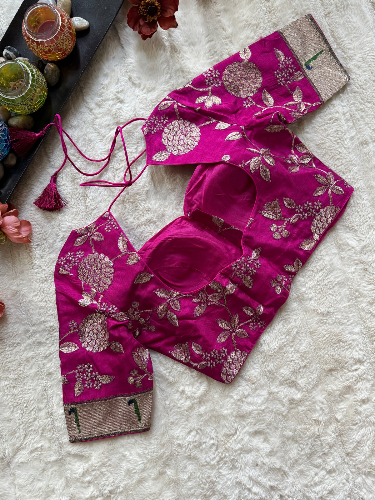 Pink embroidered Silk Blouse 36