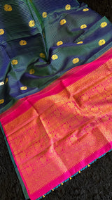 Peacock blue kanchi korvai pure silk