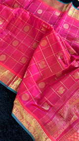 Red Pink mix Palam Pazhamum Silk Cotton Kanchipuram