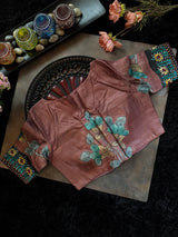 Black Tussar Silk Hand Painted