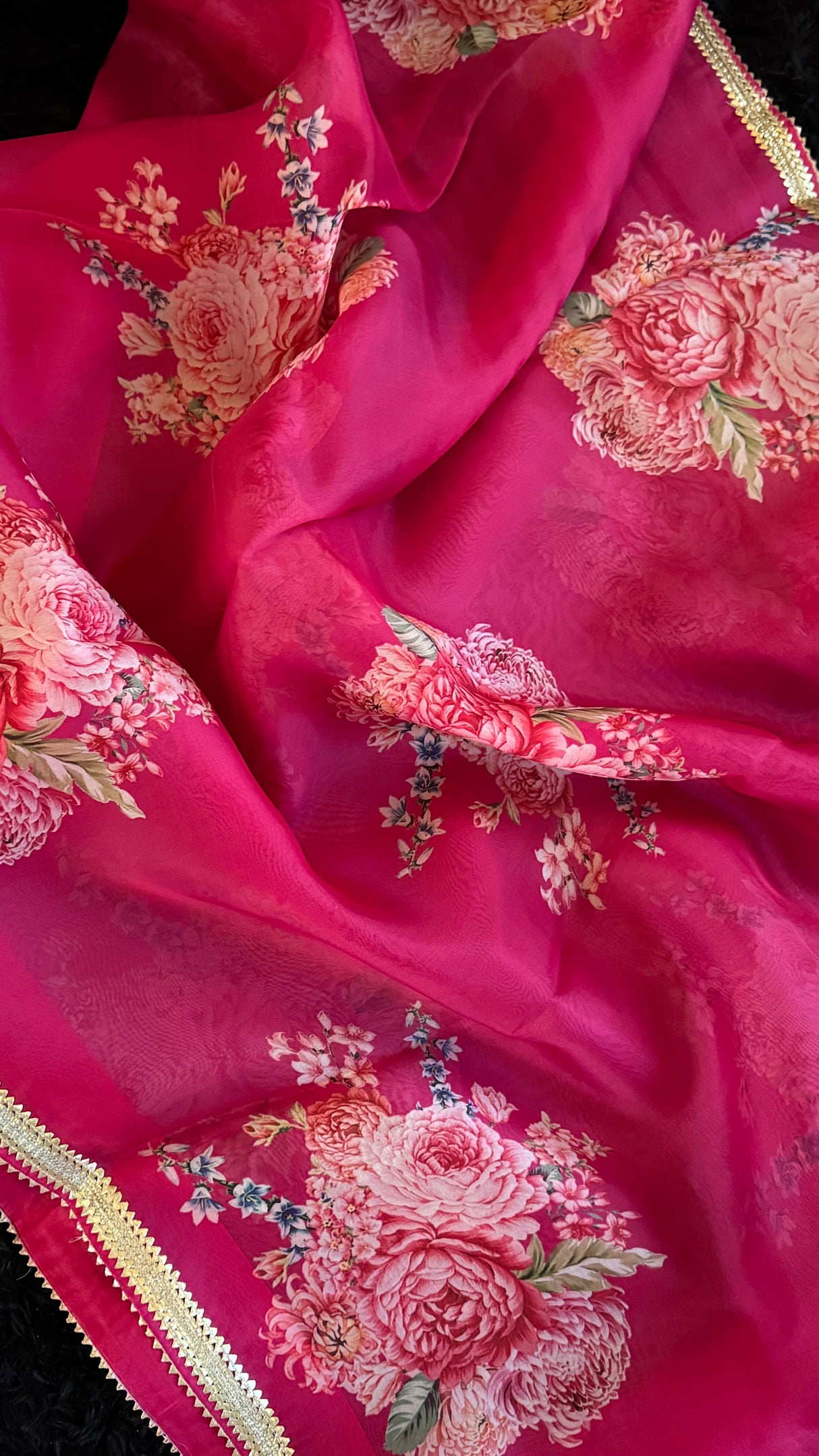 Rani Pink Floral Organza