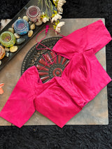 Rani Pink Vaira Ooosie Silk Leave Neck Blouse 38