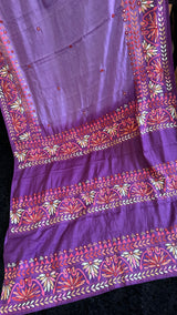 Purple Kathiawadi Hand Embroidered