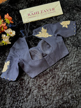 Navy Blue and Gold Combo Kora Organza