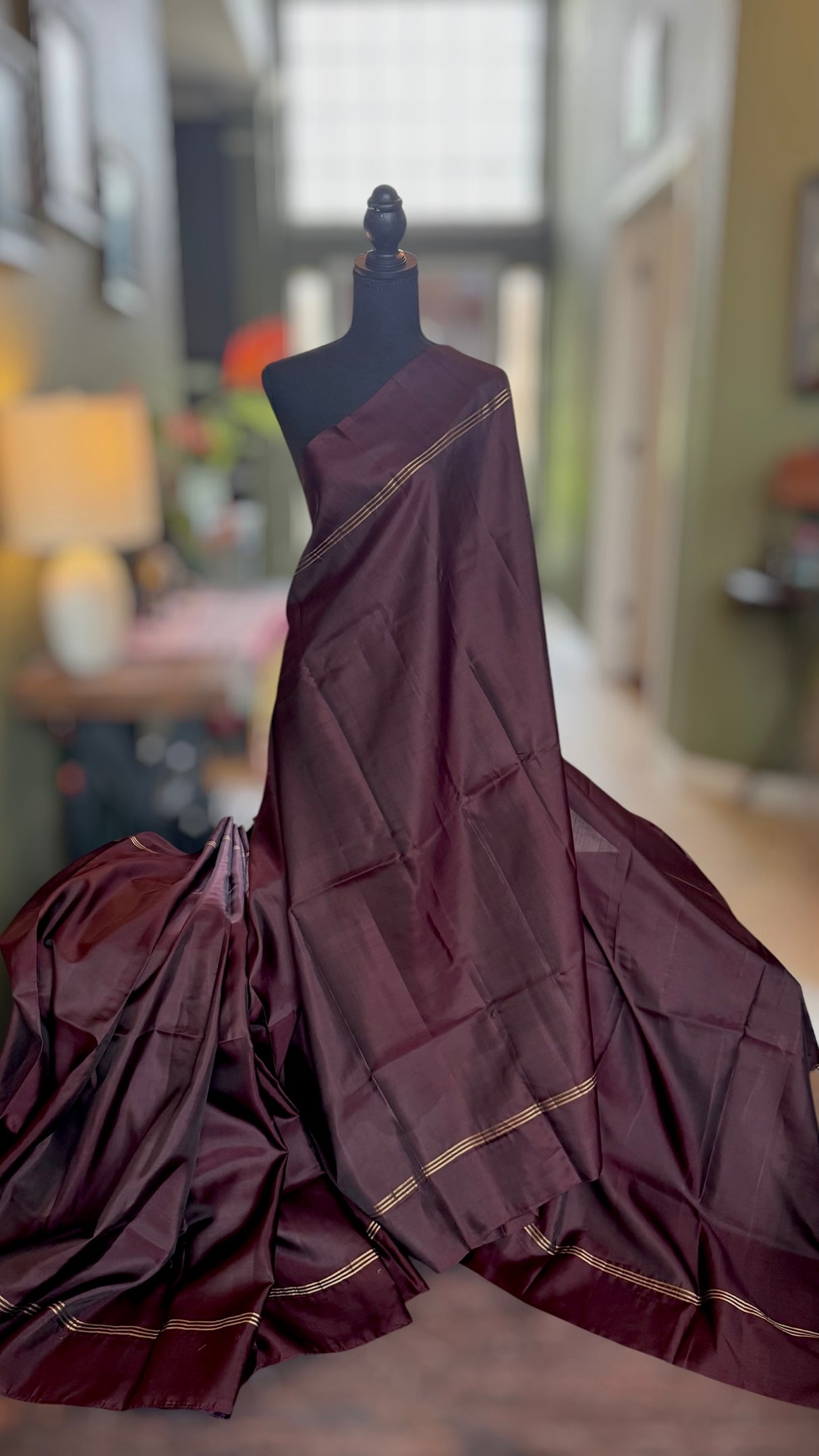 Deep Tamarind Seed Color Kanchipuram Pure Silk Handloom