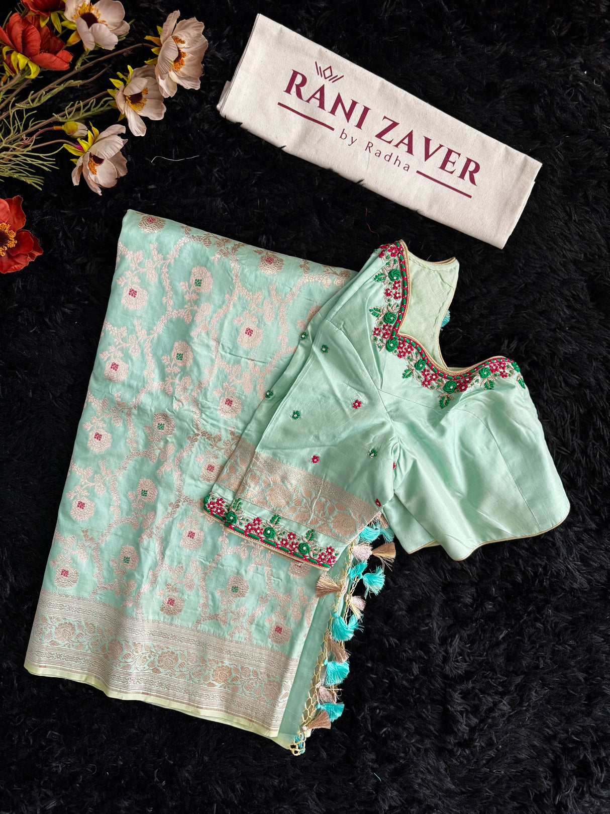 Aquamarine Pure Banaras Katan Silk