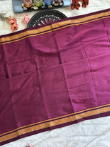 Wine Black Nath Embroidered Khun Saree Set