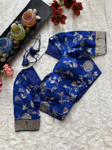 Blue embroidered Silk Blouse 36