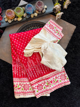 Ikkat with digital print border Pure Silk Handloom
