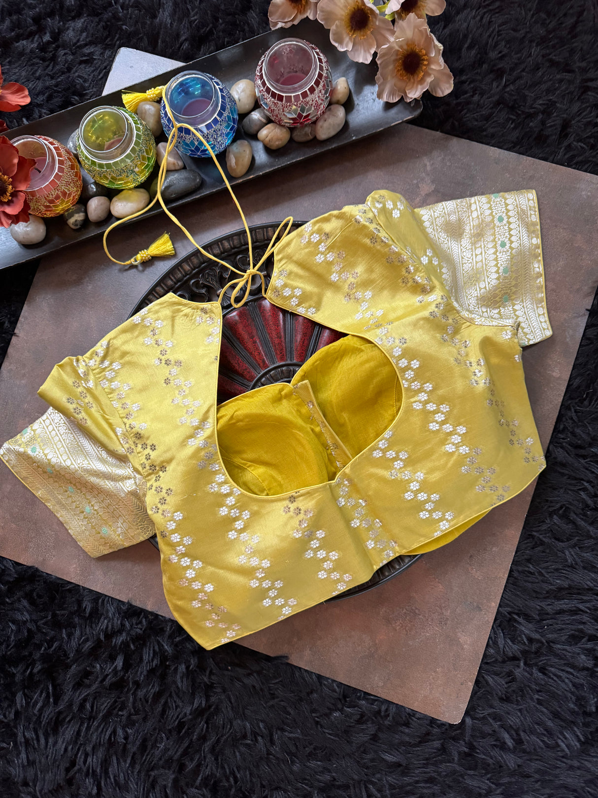 Maroon Yellow Banaras Raw Mango Silk