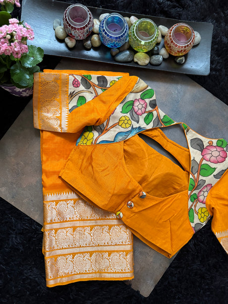 Orange Mangalgiri Pattu