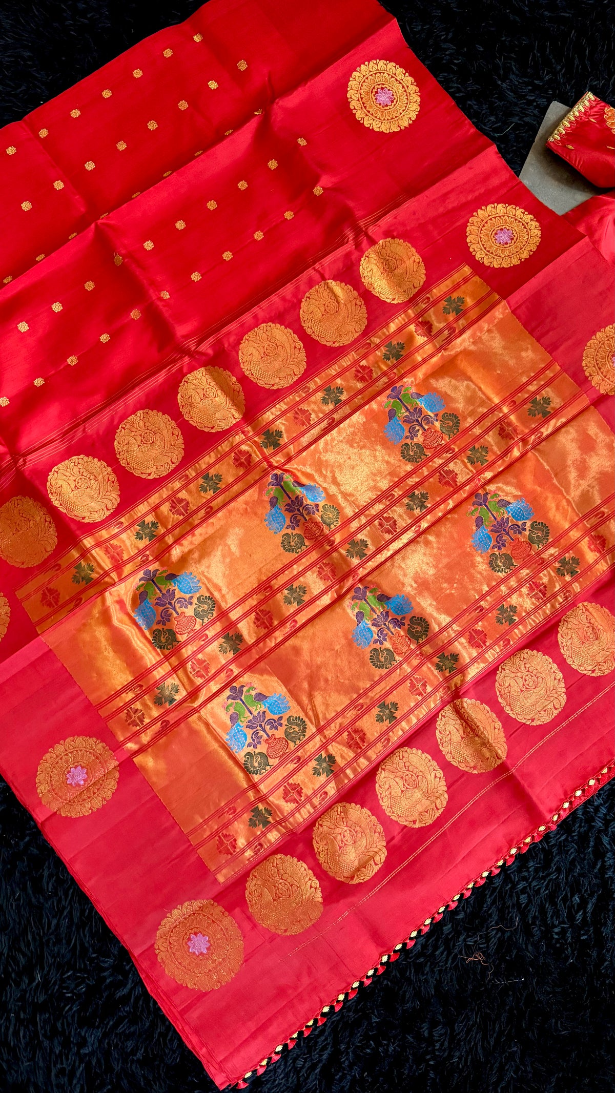 Red Maharani Paithani Handloom Pure Silk