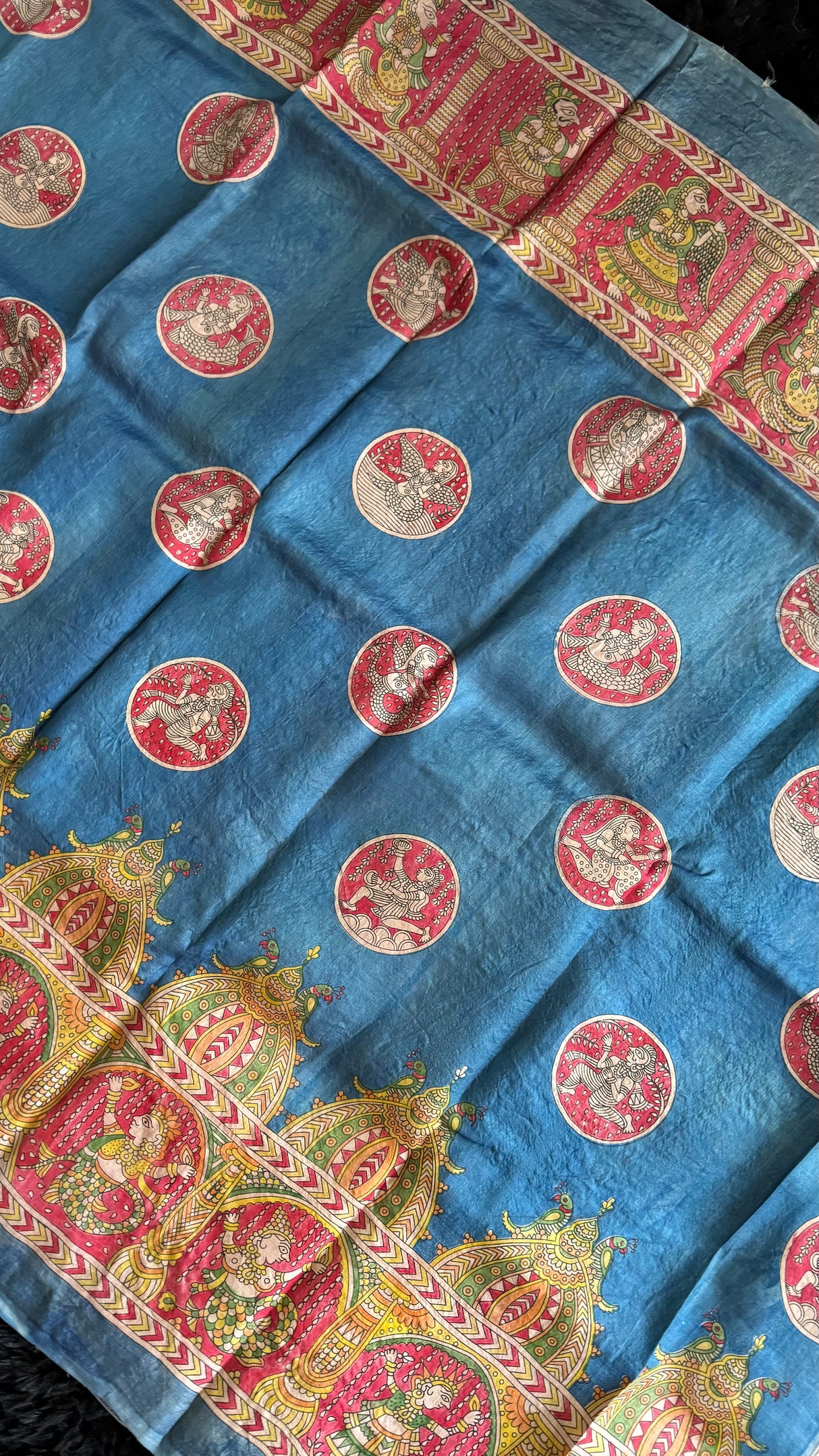 Mata Ni Pachedi - Blue - Tussar Silk