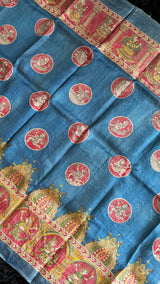 Mata Ni Pachedi - Blue - Tussar Silk