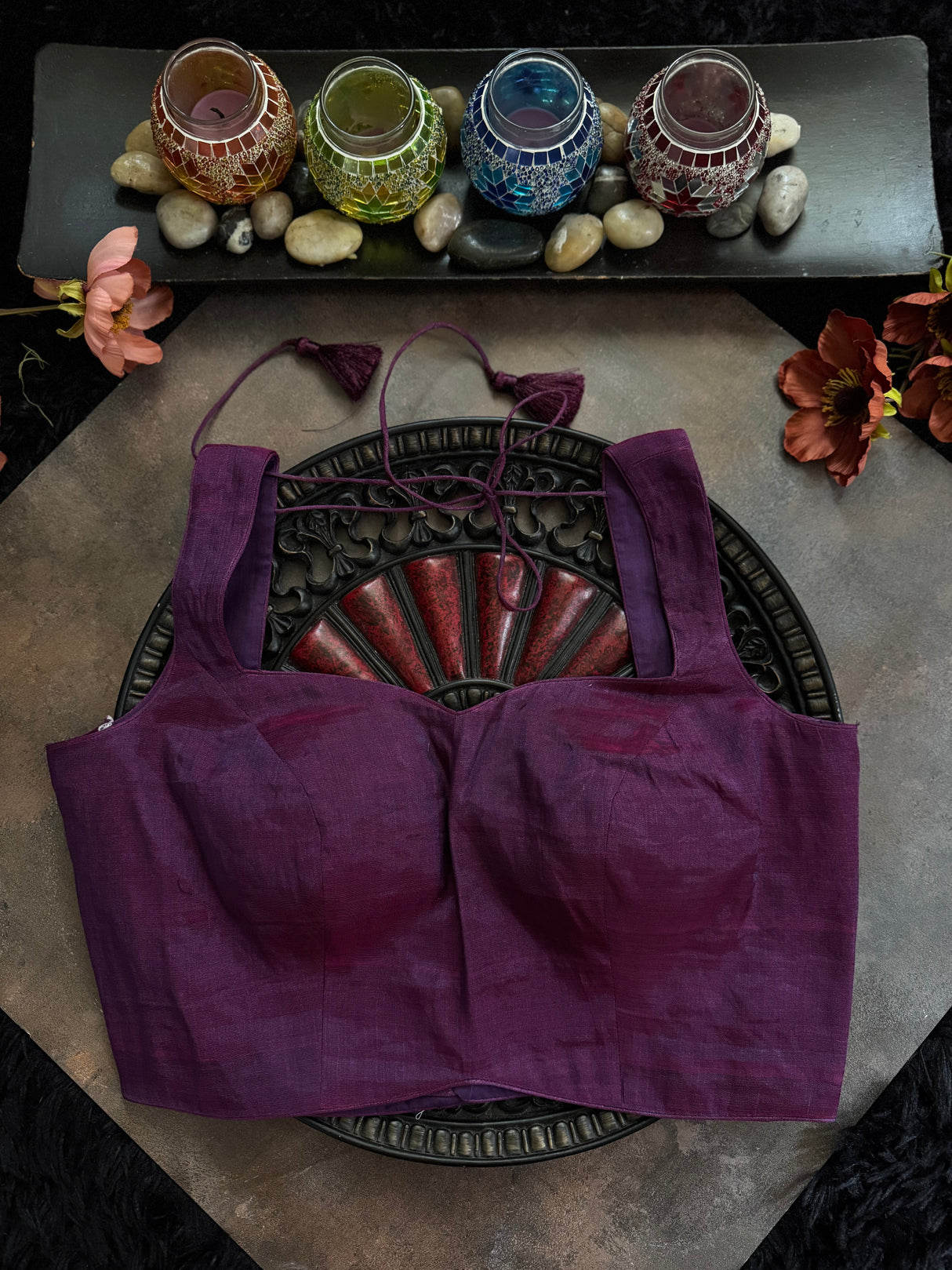 Purple Tissue Sleeveless Blouse 36