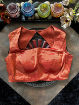 Rust Tissue Closed Shoulder Sleeveless Blouse 38