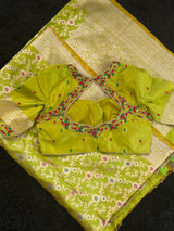 Parrot Green Pure Banaras Katan Silk