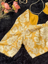 Mustard Yellow Chikankari Style Embroidered Blouse 38
