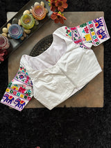 White Hand Embroidered Blouse 38 Elephant design