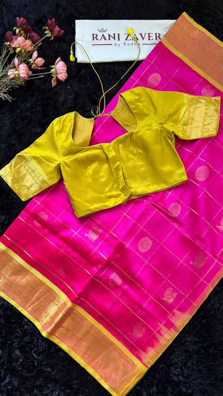 Pink with Sampangi Combo Palam Pazhamum Silk Cotton Kanchipuram