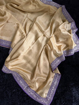 Violet Beige Gold Shimmer Tissue Crepe