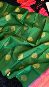 Korvai Kanchipuram borderless pure silk Green