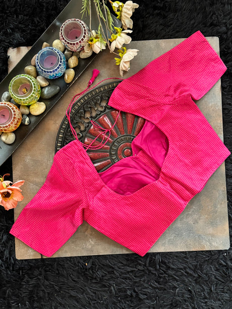 Rani Pink Vaira Ooosie Silk Leave Neck Blouse 38