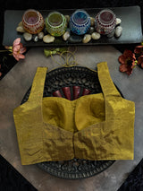 Mustard Antique Gold Tissue Sleeveless Blouse 36