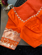 Orange Venkatagiri Pure SIlk Handloom