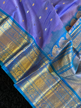 Lavender Teal Gadwal Handloom Pure Silk