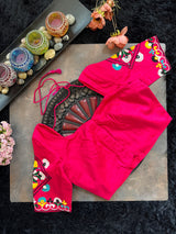 fuchsia Pink Hand Embroidered Blouse 38