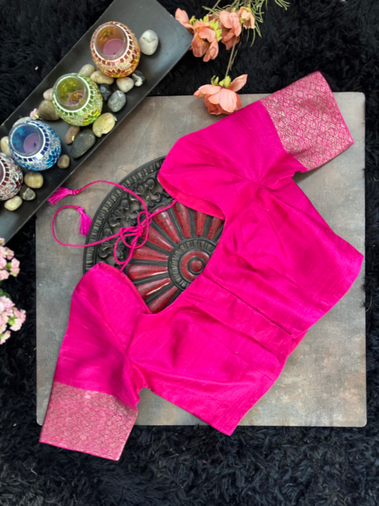 Pink Pure Banaras Raw Silk Blouse 38