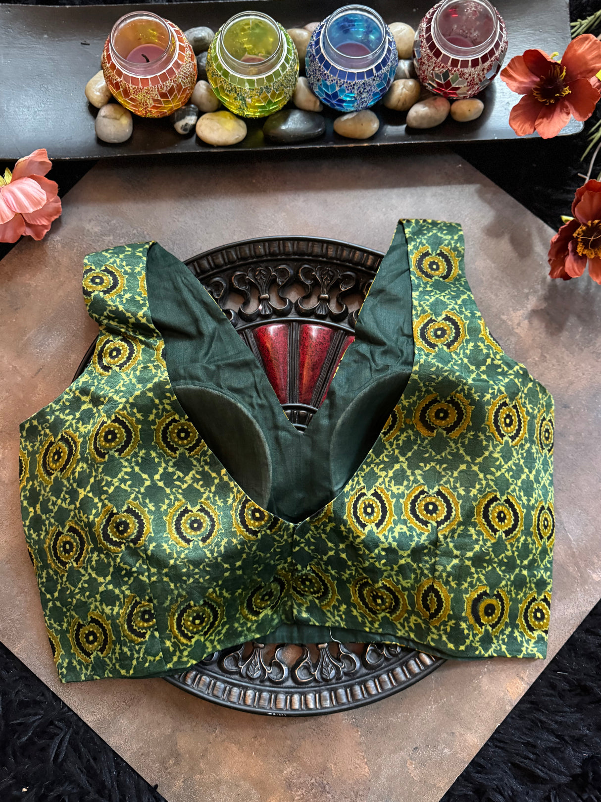 Ajrakh Modal V Neck Sleeveless Blouse 40