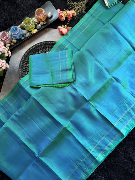 Rama Blue green Kanchipuram Pure Silk Handloom