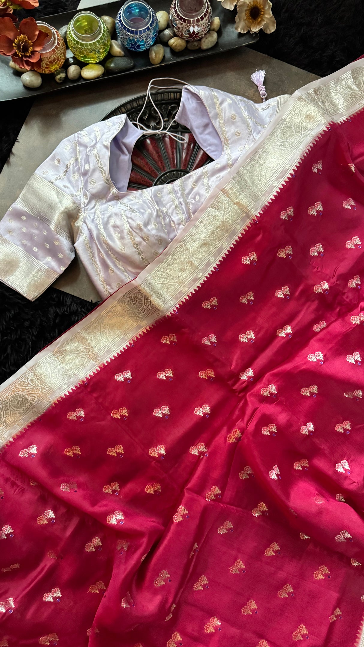 Red Lilac Banaras Raw Mango Silk