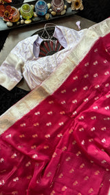Red Lilac Banaras Raw Mango Silk