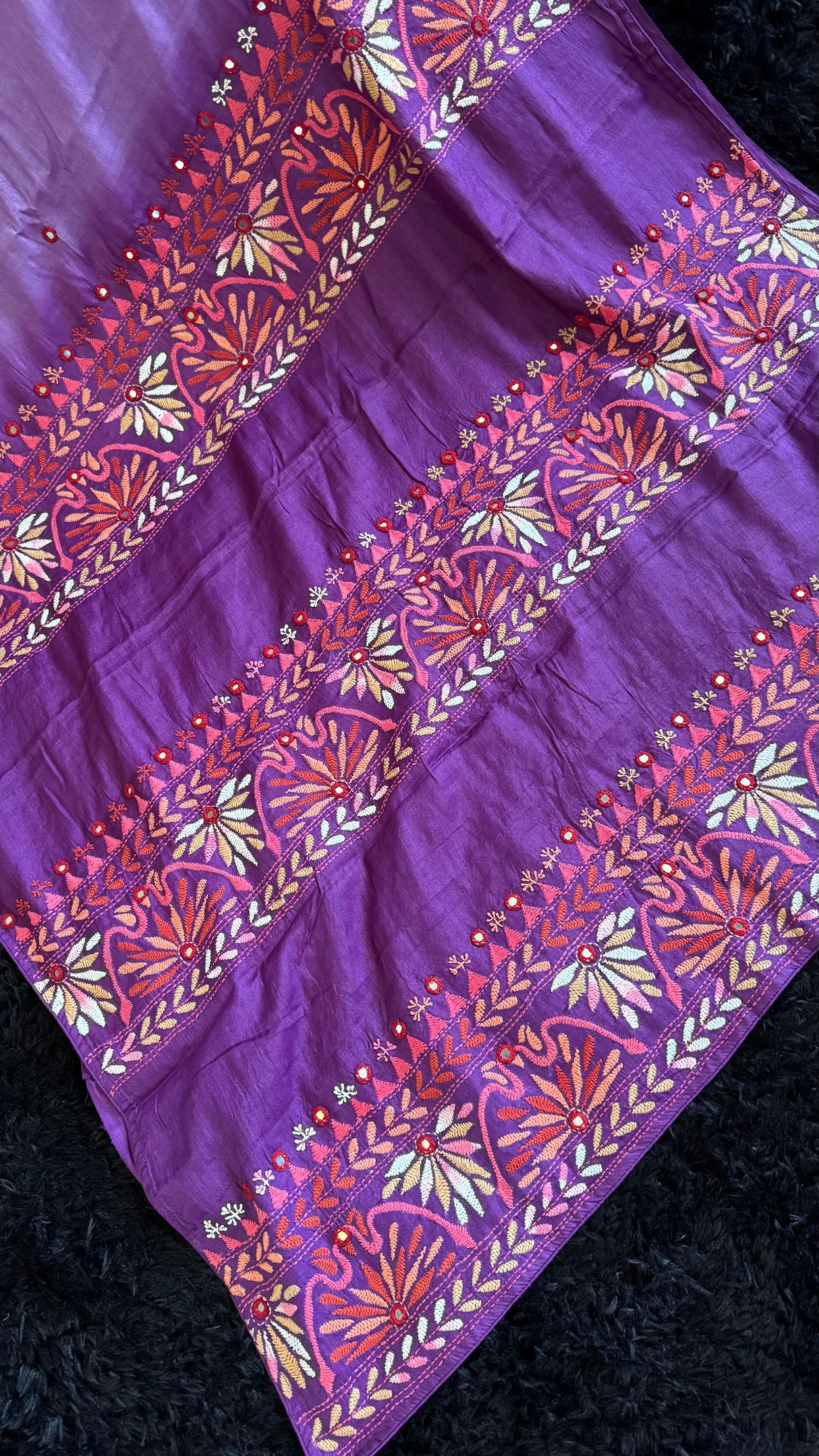 Purple Kathiawadi Hand Embroidered