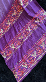 Purple Kathiawadi Hand Embroidered