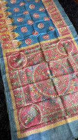 Mata Ni Pachedi - Blue - Tussar Silk