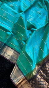 Blue Green mix Palam Pazhamum Silk Cotton Kanchipuram