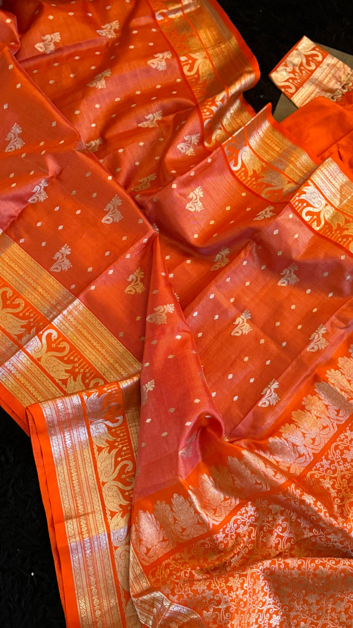 Orange Venkatagiri Pure SIlk Handloom