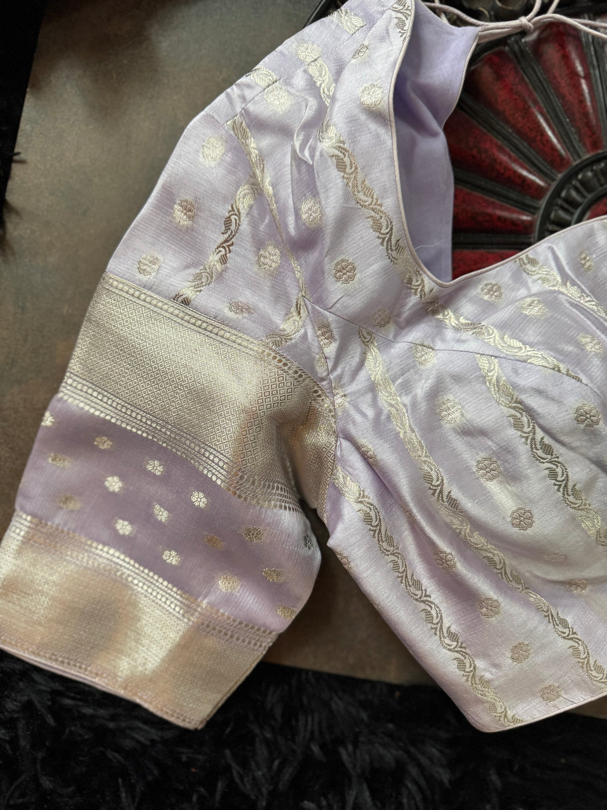 Red Lilac Banaras Raw Mango Silk