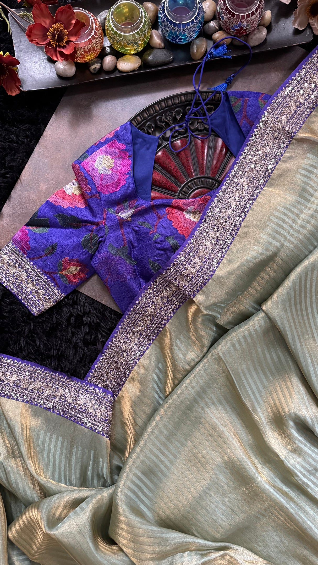 Purple Mint Green Shimmer Tissue Crepe