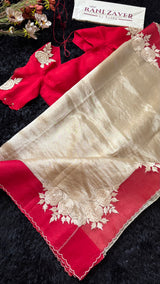 Red and Gold Combo Kora Organza
