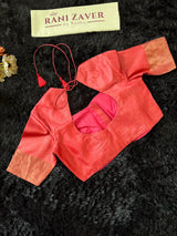 Red Hand Painted Tussar Silk