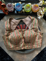 Striped Tissue Closed Shoulder Sleeveless Blouse 38