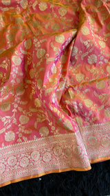 Salmon Color Banaras Katan Silk