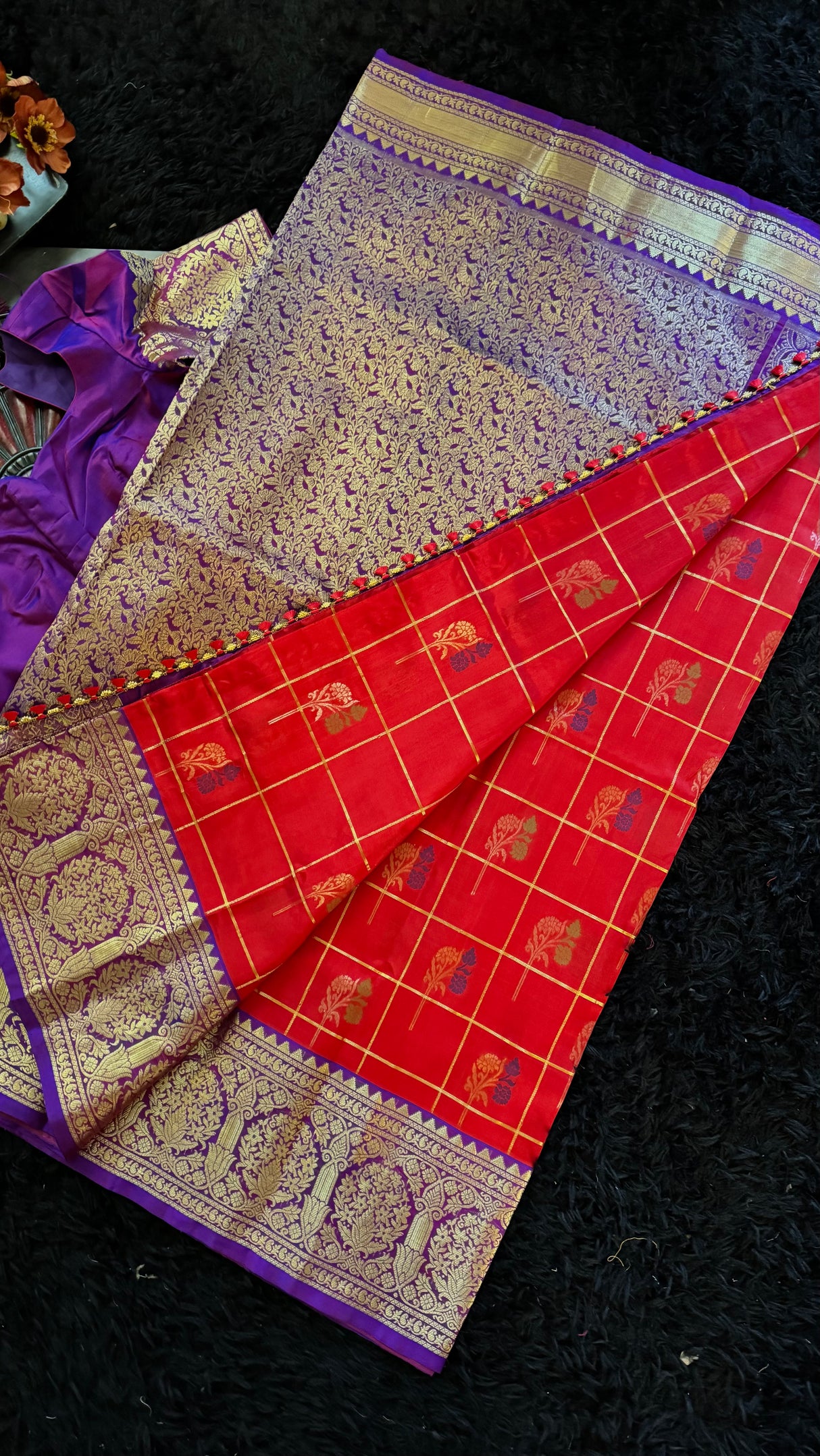 Red Venkatagiri Pure SIlk Handloom