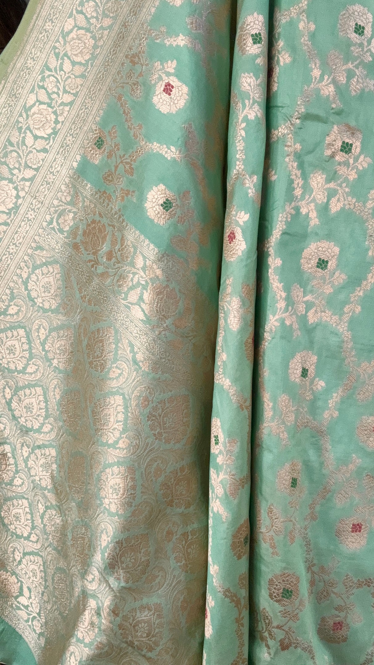 Aquamarine Pure Banaras Katan Silk