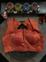 Rust Tissue Closed Shoulder Sleeveless Blouse 36